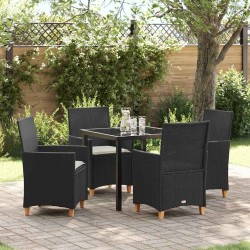 Ensemble de salle à manger pour jardin 5 pcs Noir polyrotin 563477563477