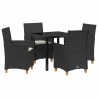 Ensemble de salle à manger pour jardin 5 pcs Noir polyrotin 563477563477