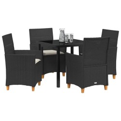 Ensemble de salle à manger pour jardin 5 pcs Noir polyrotin 563477563477