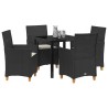 Ensemble de salle à manger pour jardin 5 pcs Noir polyrotin 563477563477