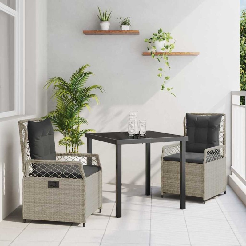 Ensemble de salle à manger pour jardin 3 pcs Gris clair 563478563478