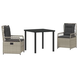 Ensemble de salle à manger pour jardin 3 pcs Gris clair 563478563478