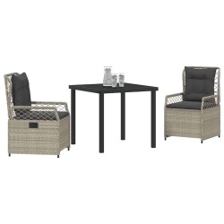 Ensemble de salle à manger pour jardin 3 pcs Gris clair 563478563478
