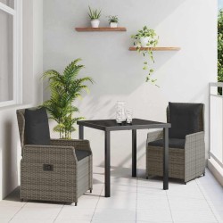 Ensemble de salle à manger pour jardin 3 pcs Gris polyrotin 563481563481