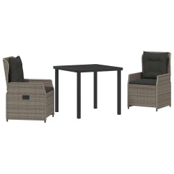 Ensemble de salle à manger pour jardin 3 pcs Gris polyrotin 563481563481