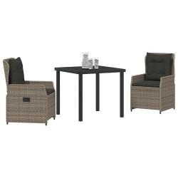 Ensemble de salle à manger pour jardin 3 pcs Gris polyrotin 563481563481