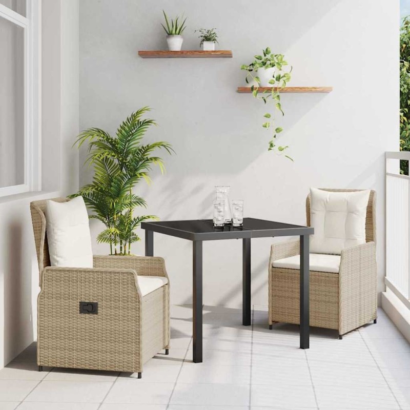Ensemble de salle à manger pour jardin 3 pcs polyrotin 563483563483