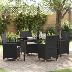 Ensemble de salle à manger pour jardin 5 pcs Noir polyrotin 563484563484