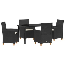 Ensemble de salle à manger pour jardin 5 pcs Noir polyrotin 563484563484