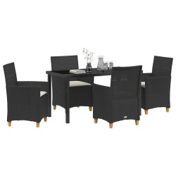 Ensemble de salle à manger pour jardin 5 pcs Noir polyrotin 563484563484