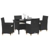 Ensemble de salle à manger pour jardin 5 pcs Noir polyrotin 563484563484