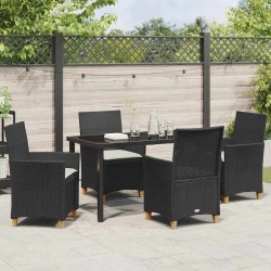 Ensemble de salle à manger pour jardin 5 pcs Noir polyrotin 563484563484