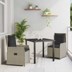 Ensemble de salle à manger pour jardin 3 pcs Gris clair 563485563485