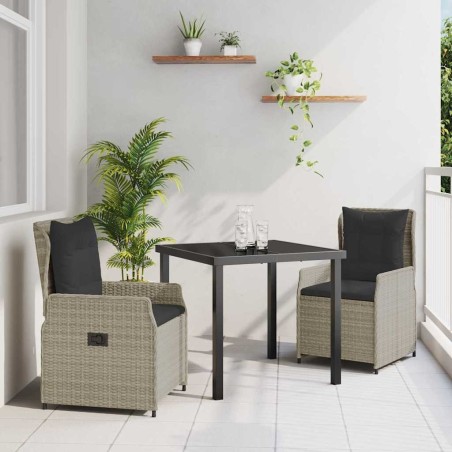 Ensemble de salle à manger pour jardin 3 pcs Gris clair 563485563485