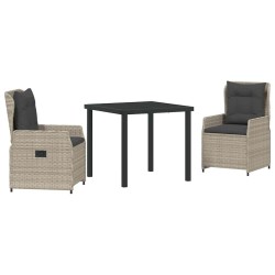 Ensemble de salle à manger pour jardin 3 pcs Gris clair 563485563485