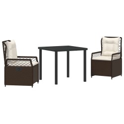 Ensemble de salle à manger pour jardin 3 pcs Marron polyrotin 563486563486