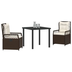 Ensemble de salle à manger pour jardin 3 pcs Marron polyrotin 563486563486