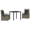 Ensemble de salle à manger pour jardin 3 pcs Gris polyrotin 563487563487