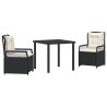 Ensemble de salle à manger pour jardin 3 pcs Noir polyrotin 563488563488
