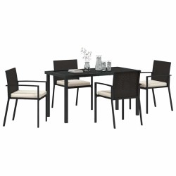 Ensemble de salle à manger pour jardin 5 pcs Noir 563492563492