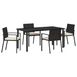 Ensemble de salle à manger pour jardin 5 pcs Noir 563493563493
