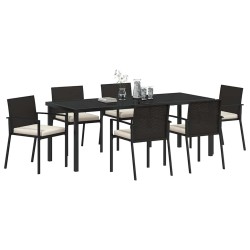 Ensemble de salle à manger pour jardin 7 pcs Noir 563494563494