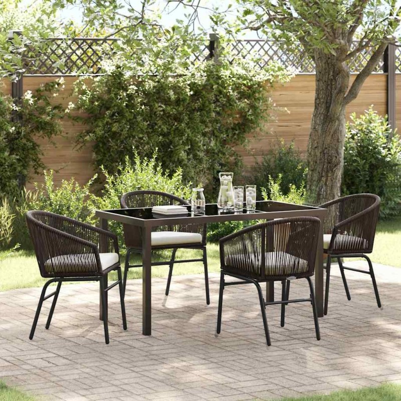 Ensemble de salle à manger pour jardin 5 pcs Marron 563495563495