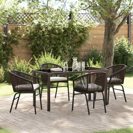 Ensemble de salle à manger pour jardin 5 pcs Marron 563495563495