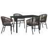 Ensemble de salle à manger pour jardin 5 pcs Marron 563495563495