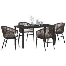 Ensemble de salle à manger pour jardin 5 pcs Marron 563495563495