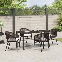 Ensemble de salle à manger pour jardin 5 pcs Marron 563495563495