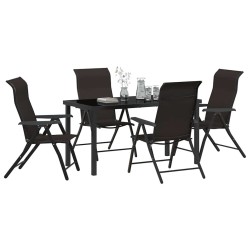 Ensemble de salle à manger pour jardin 5 pcs Noir café 563497563497