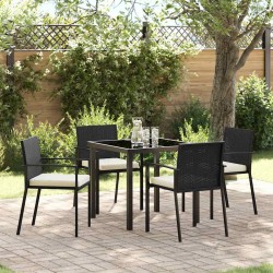 Ensemble de salle à manger pour jardin 5 pcs Noir 563502563502