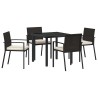Ensemble de salle à manger pour jardin 5 pcs Noir 563502563502