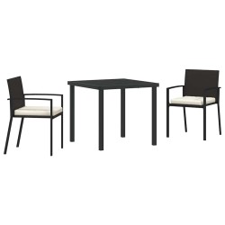 Ensemble de salle à manger pour jardin 3 pcs Noir 563503563503