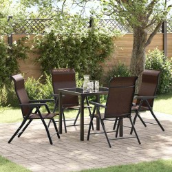 Ensemble de salle à manger pour jardin 5 pcs Marron 563504563504