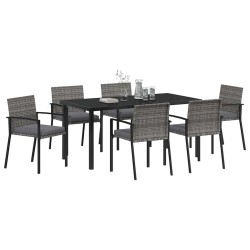 Ensemble de salle à manger pour jardin 7 pcs Gris 563506563506