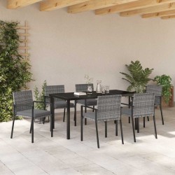 Ensemble de salle à manger pour jardin 7 pcs Gris 563506563506