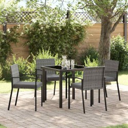 Ensemble de salle à manger pour jardin 5 pcs Gris 563507563507