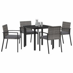 Ensemble de salle à manger pour jardin 5 pcs Gris 563507563507