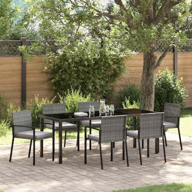 Ensemble de salle à manger pour jardin 6 pcs Gris 563508563508