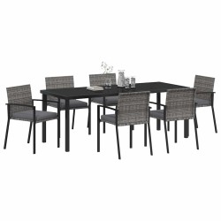 Ensemble de salle à manger pour jardin 6 pcs Gris 563508563508