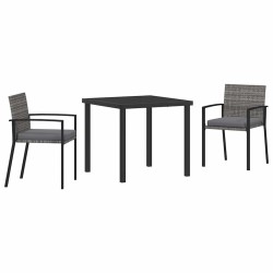 Ensemble de salle à manger pour jardin 3 pcs Gris 563513563513