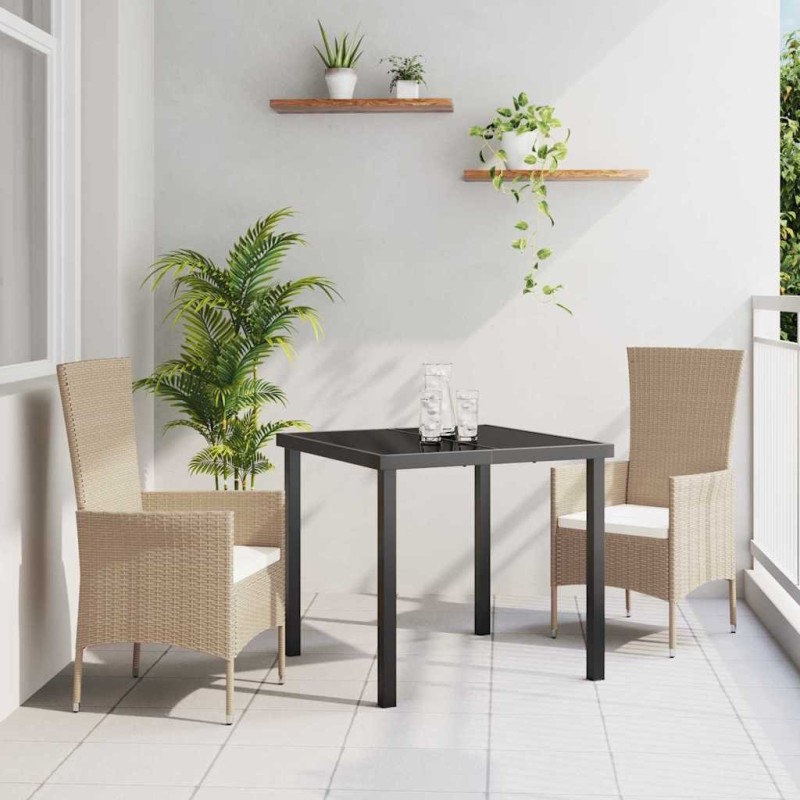 Ensemble de salle à manger pour jardin 3 pcs Beige polyrotin 563519563519