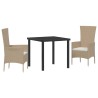 Ensemble de salle à manger pour jardin 3 pcs Beige polyrotin 563519563519