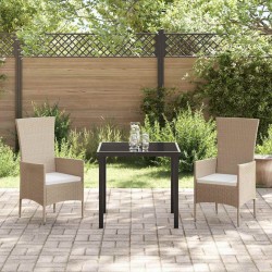 Ensemble de salle à manger pour jardin 3 pcs Beige polyrotin 563519563519