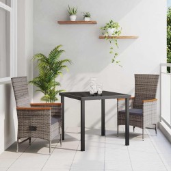 Ensemble de salle à manger pour jardin avec coussin 3 pcs Gris 563520563520