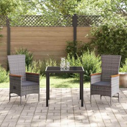 Ensemble de salle à manger pour jardin avec coussin 3 pcs Gris 563520563520