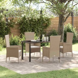 Ensemble de salle à manger pour jardin 5 pcs Beige polyrotin 563521563521