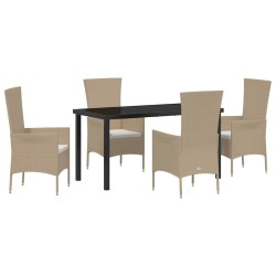 Ensemble de salle à manger pour jardin 5 pcs Beige polyrotin 563521563521